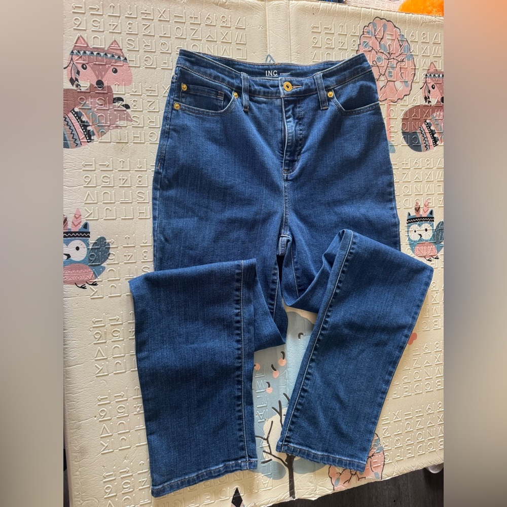INC International Concepts Medium Dark Blue Straight-Leg Jeans